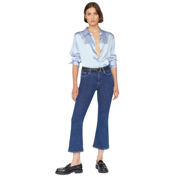Frame Women's Le One Crop Mini Boot Denim Jeans Size 2 Bootcut Cropped Preppy - Picture 1 of 13